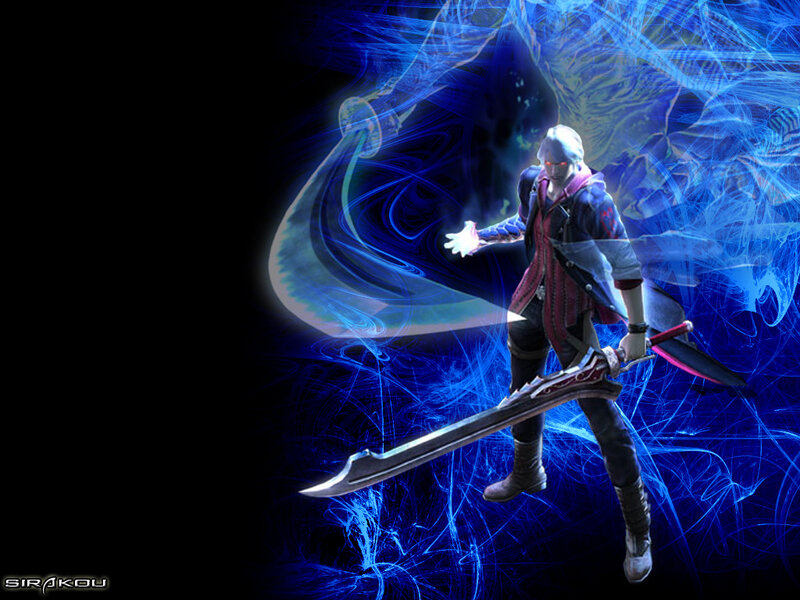 Character with Large Sword — Blue, Dramatic