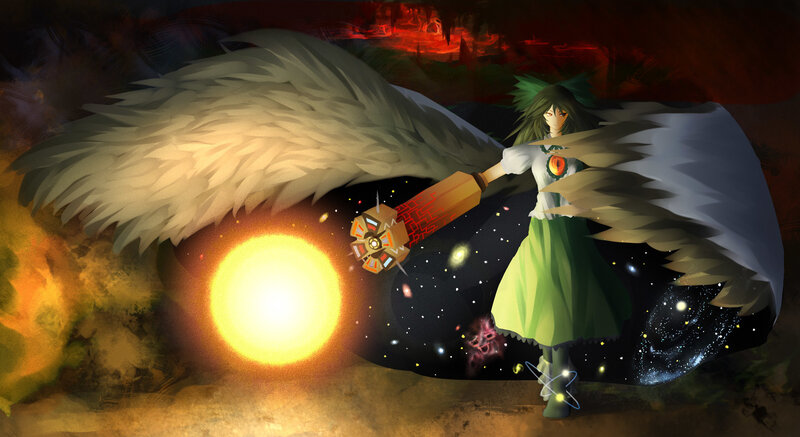 Character with large wings in space