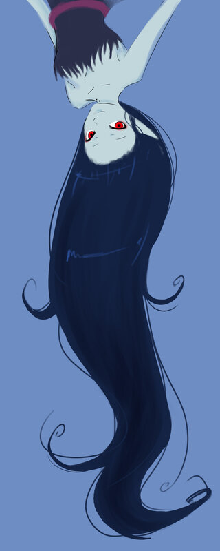 Character with Long Black Hair — Blue