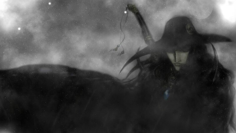 Character with Long Hair — Black, Dramatic, Night, Digital Art