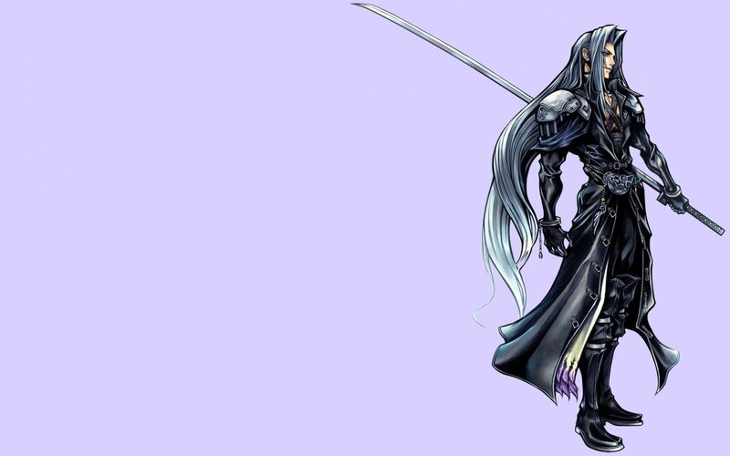 Character with Long Silver Hair — Purple