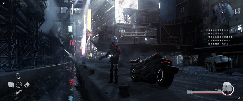 Character with Motorcycle — Black, Dramatic