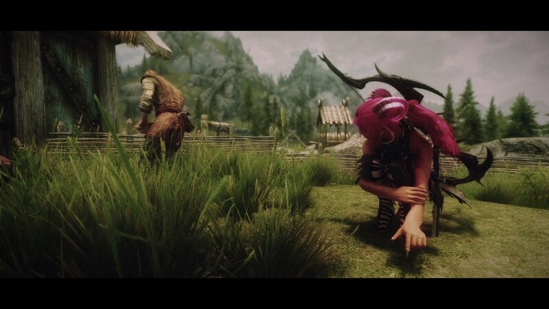 Character with Pink Hair — Green