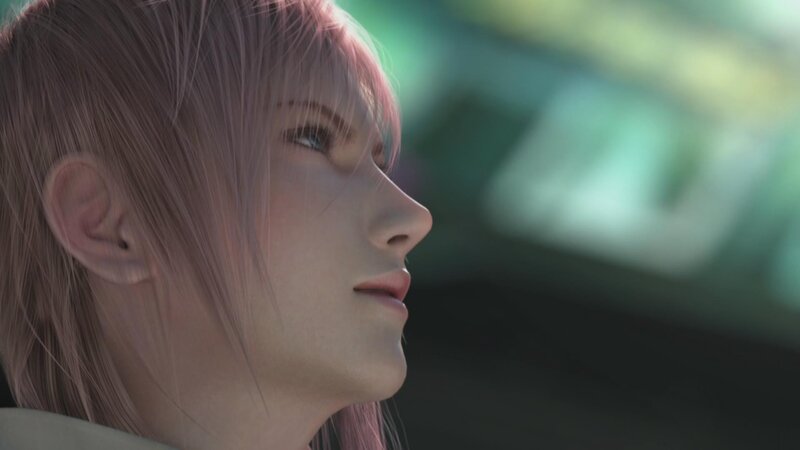 character with pink hair in profile