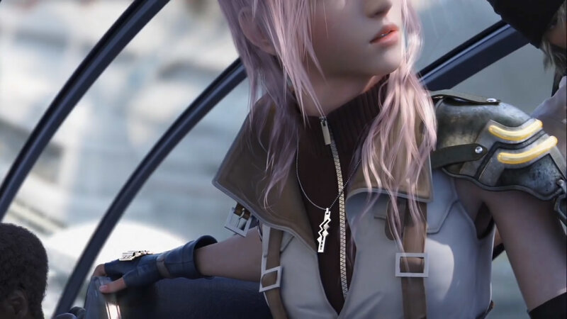 character with pink hair in vehicle
