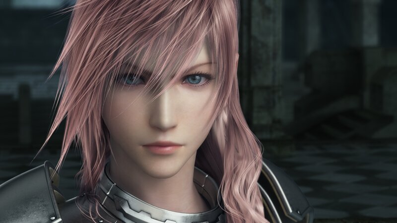 Character with Pink Hair — Serious, 3d Render, Armor, Blue Eyes, Long Hair, Gray
