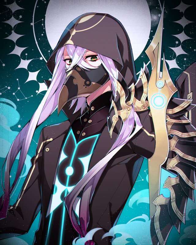 Character with Purple Hair — Black, Dramatic