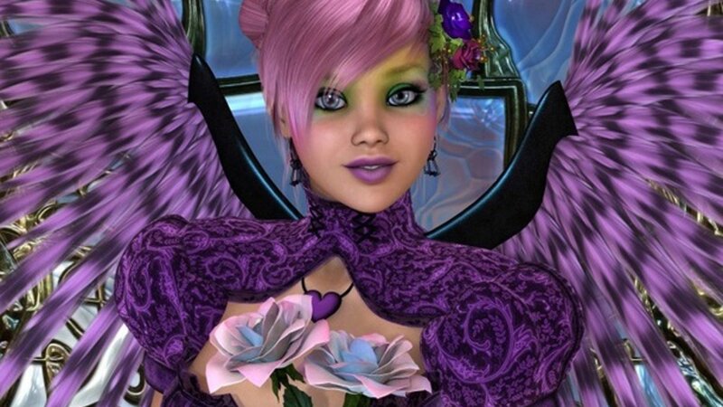 Character with Purple Wings — Dramatic
