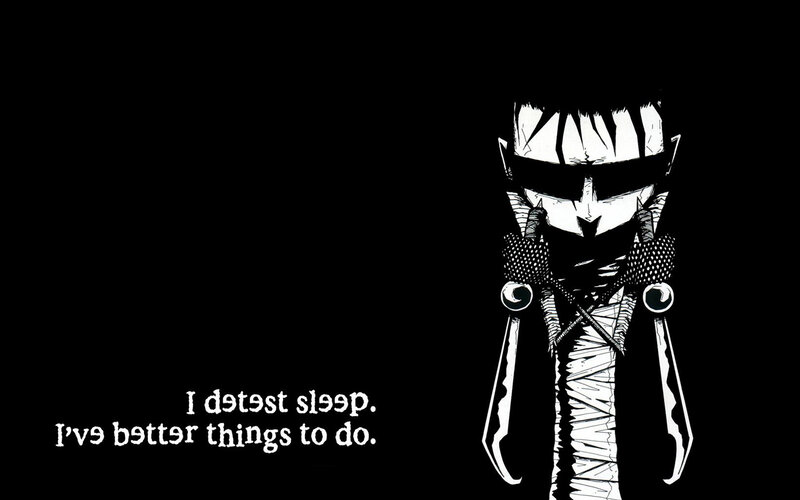 Character with quote about sleep