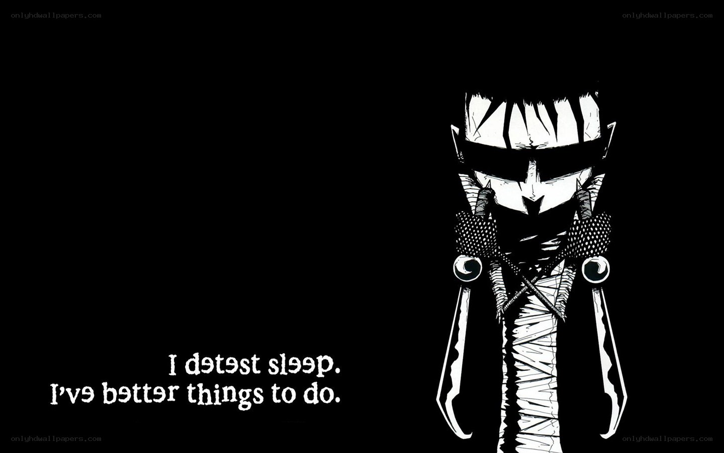 Character with quote about sleep