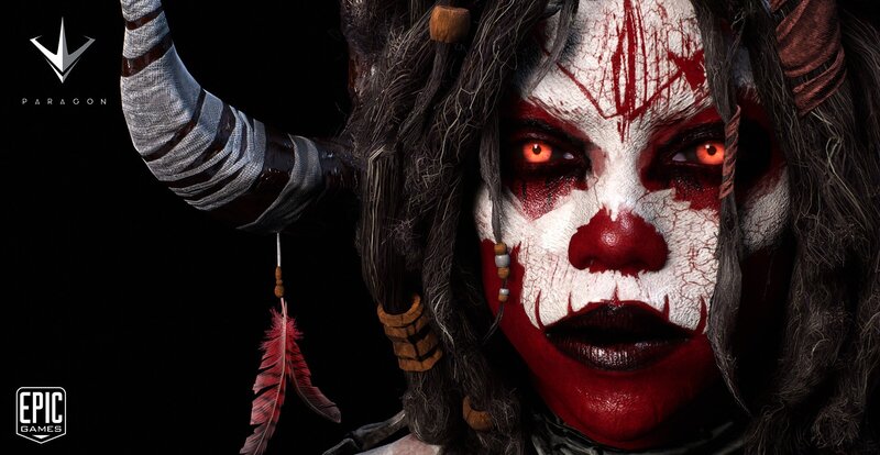 Character with Red and White Face Paint