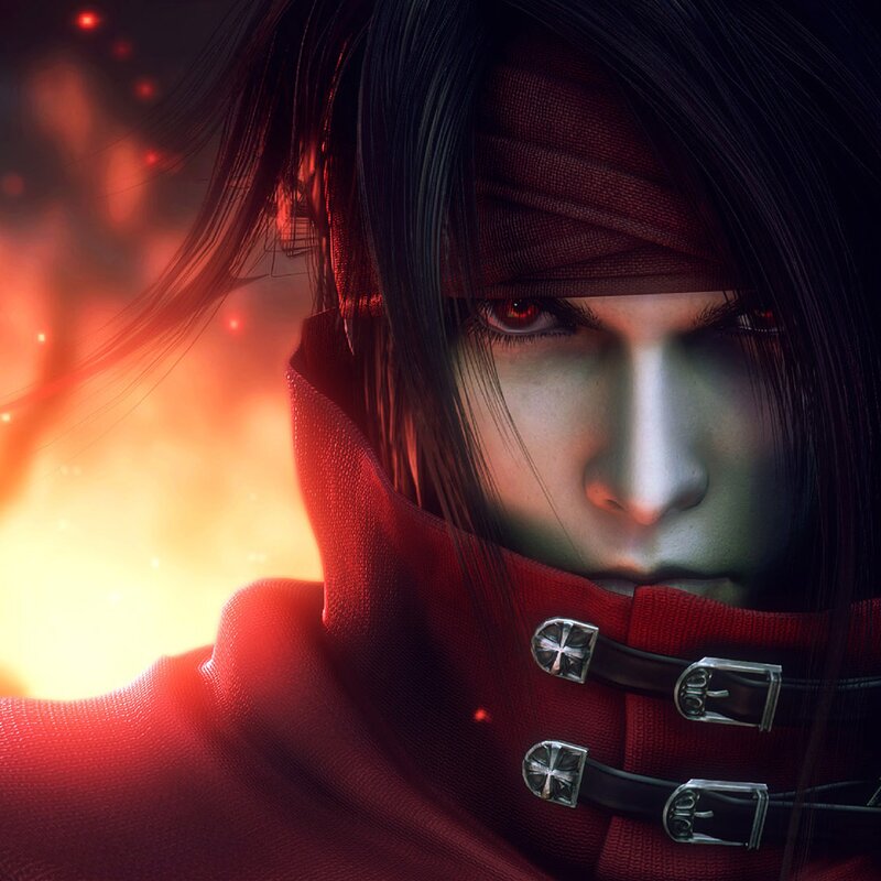 Character with red eyes and cloak