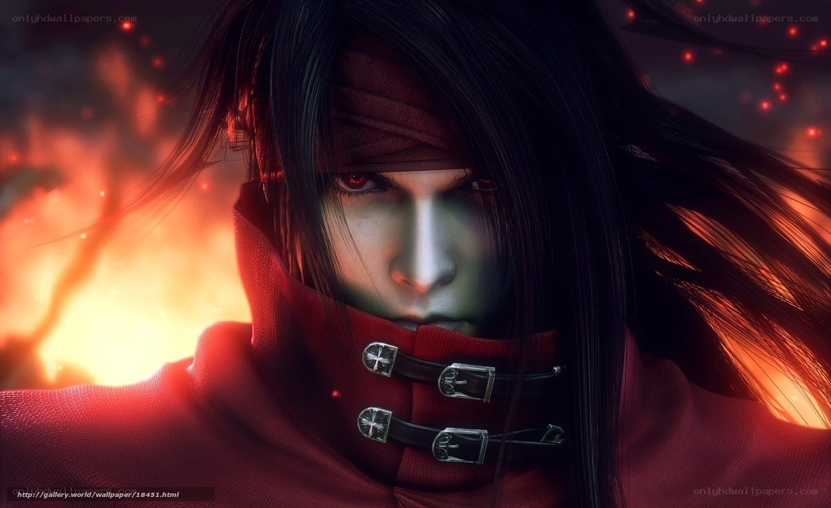 Character with red eyes and cloak