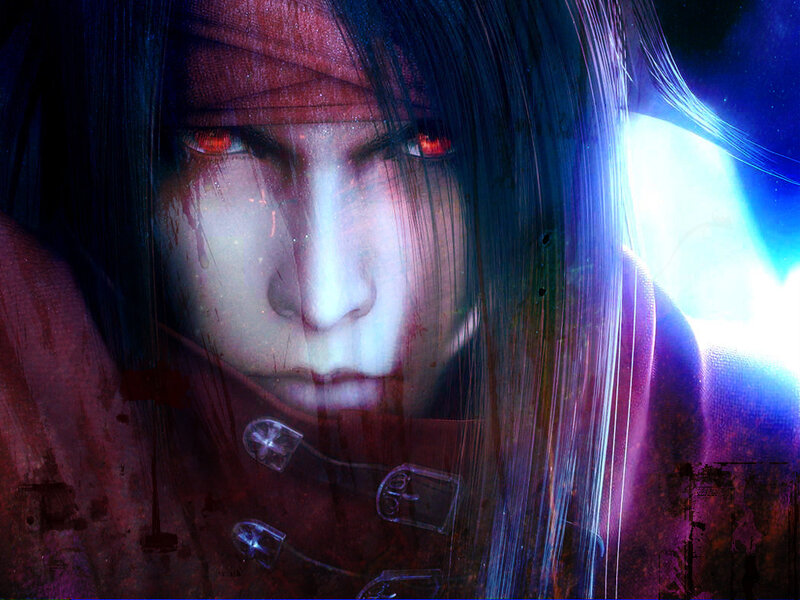 Character with Red Eyes — Blue, Dramatic, Digital Art