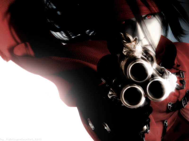Character with Red Eyes — Dramatic, Digital Art, Gun