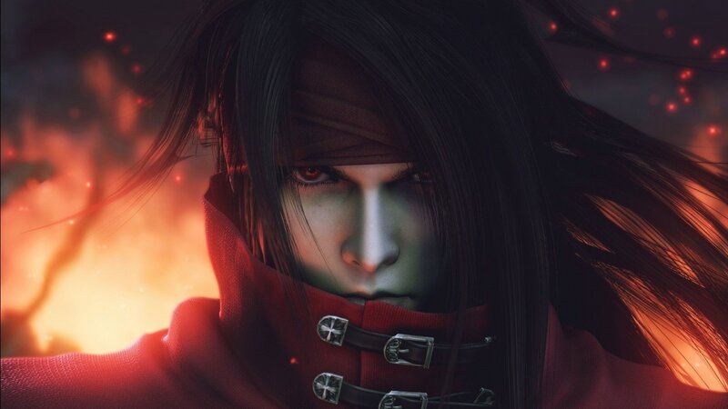 Character with Red Eyes — Dramatic, Digital Art, Red Cloak, Fire, Dark Hair
