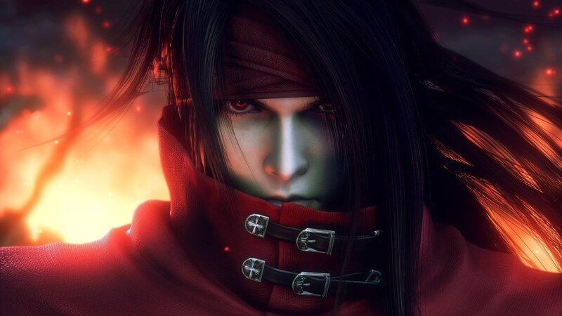 Character with Red Eyes — Dramatic, Digital Art, Red Cloak, Fire