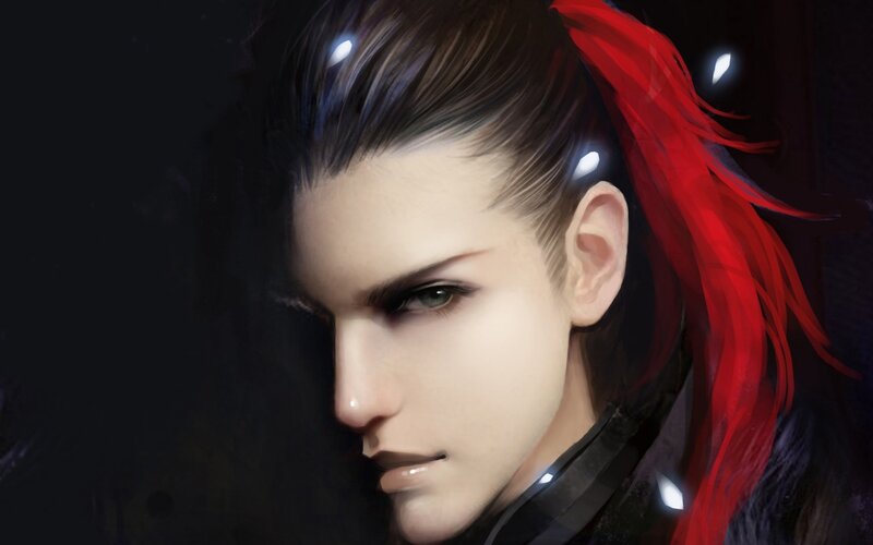 Character with Red Hair — Black, Dramatic, Digital Art