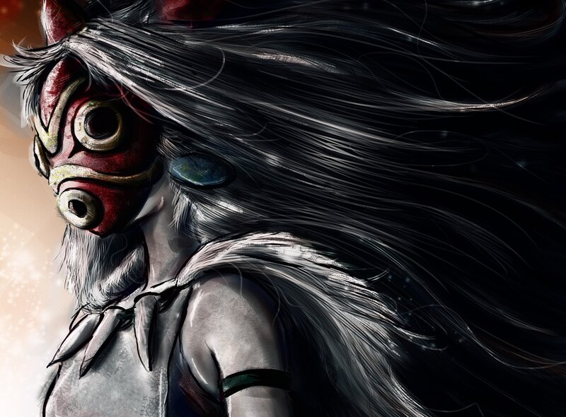 Character with Red Mask — Black, Dramatic, Digital Art