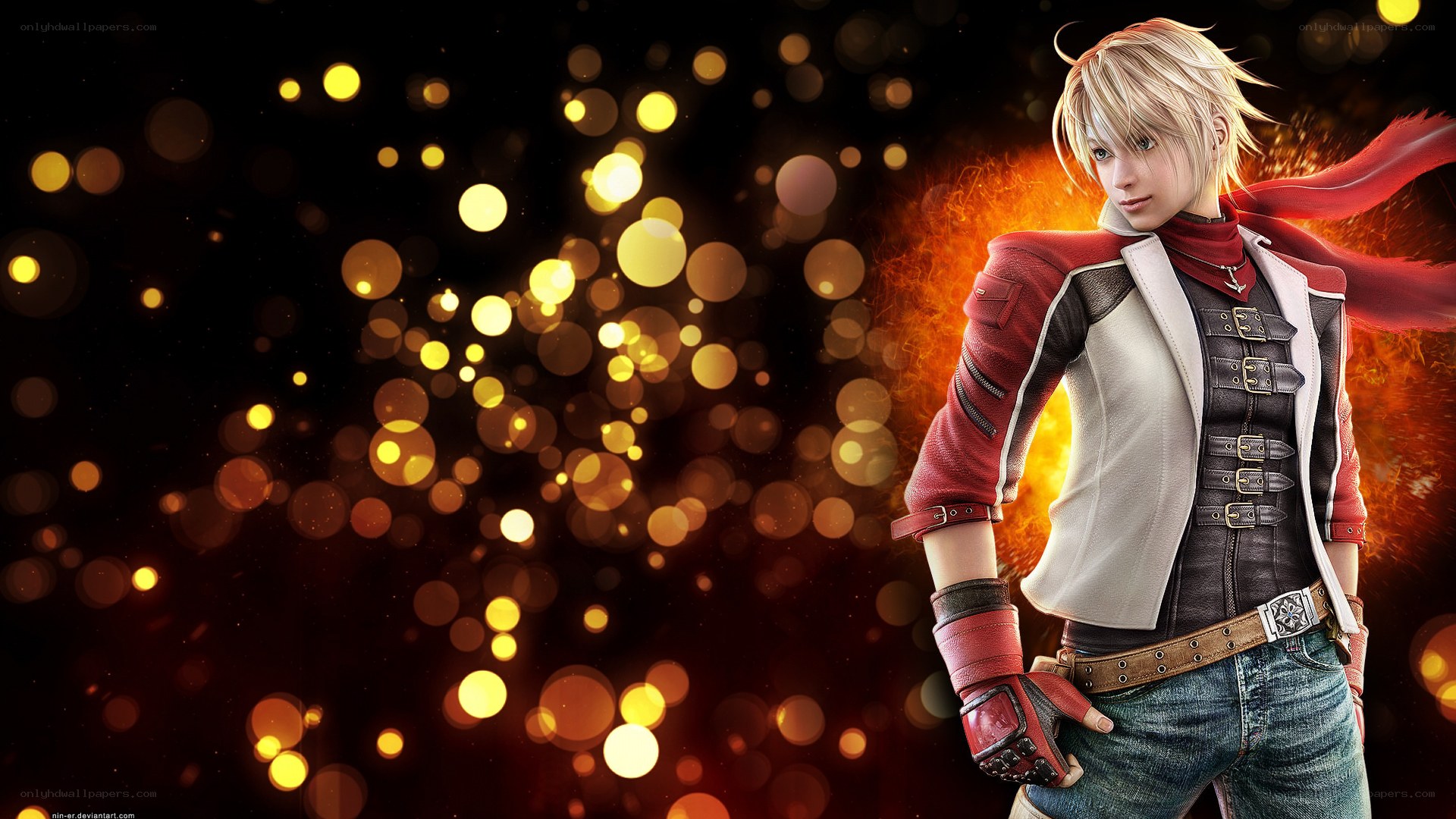 character with red scarf