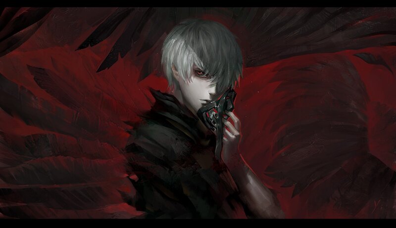 Character with Red Wings — Dramatic, Digital Art, Mask