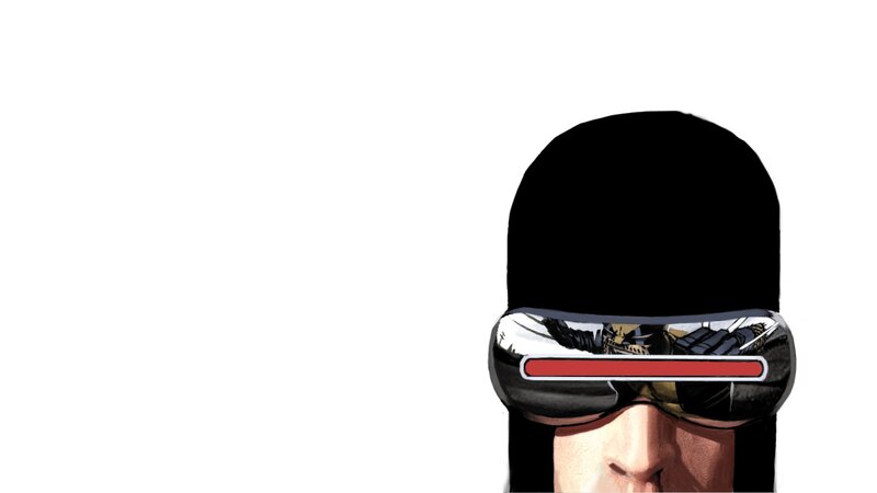 character with reflective goggles