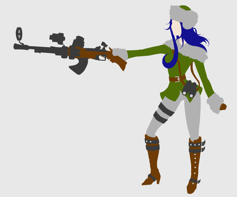 character with rifle in winter gear
