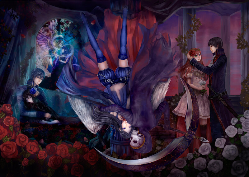 Character with Scythe and Wings — Purple