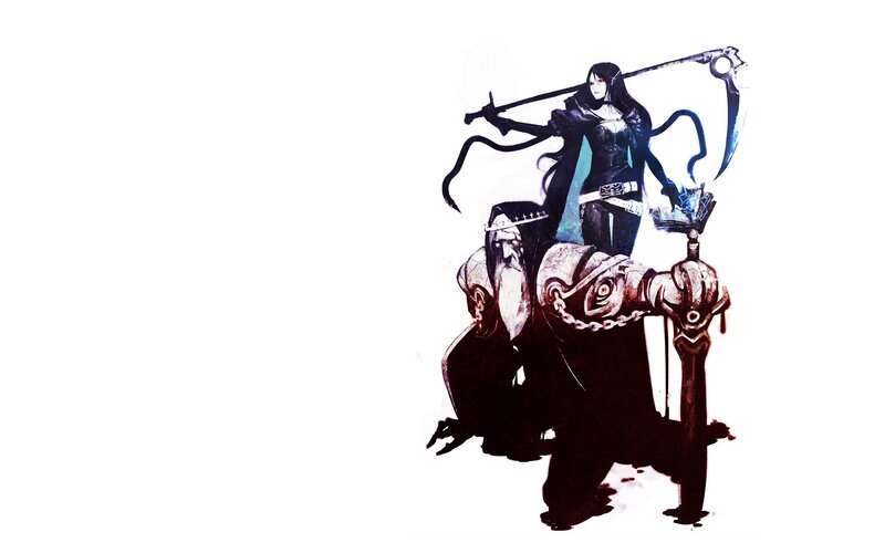 Character with Scythe — Black, Dramatic, Digital Art, Armor