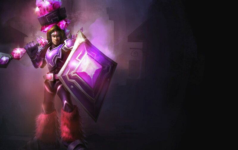 Character with Shield and Staff — Purple