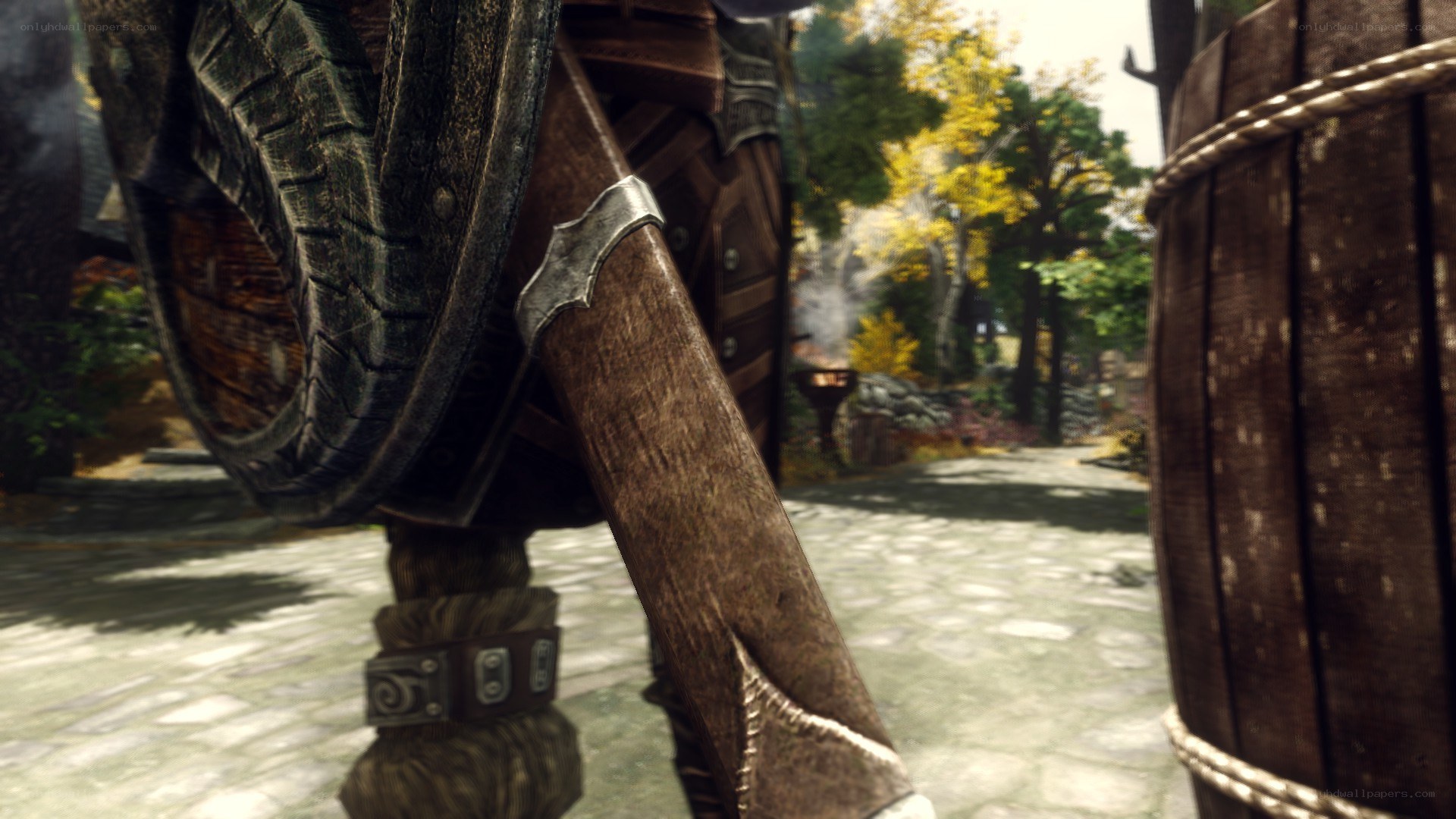 character with shield and weapon