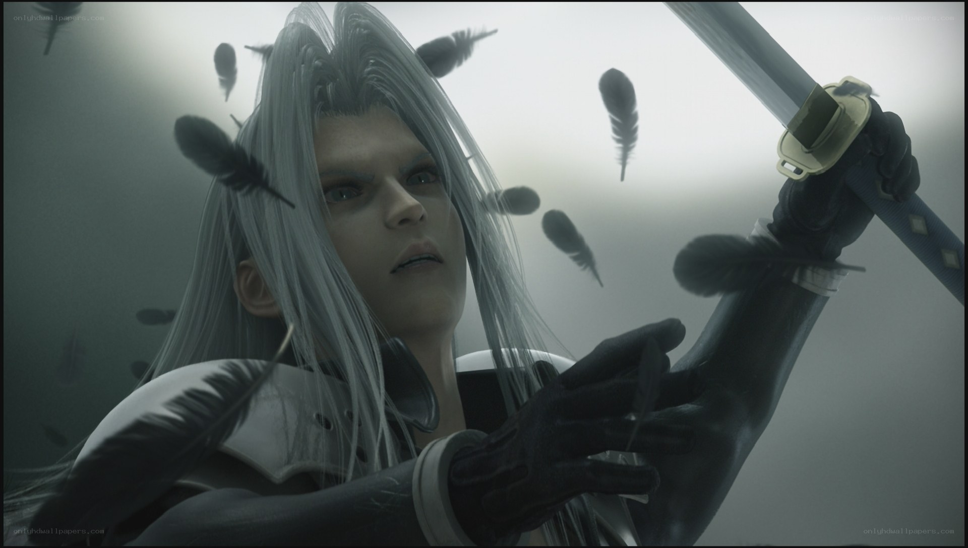 character with silver hair and sword