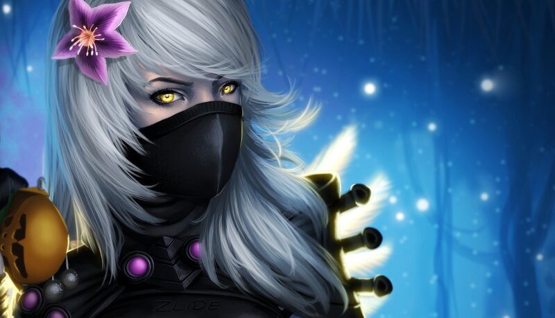 Character with Silver Hair — Blue