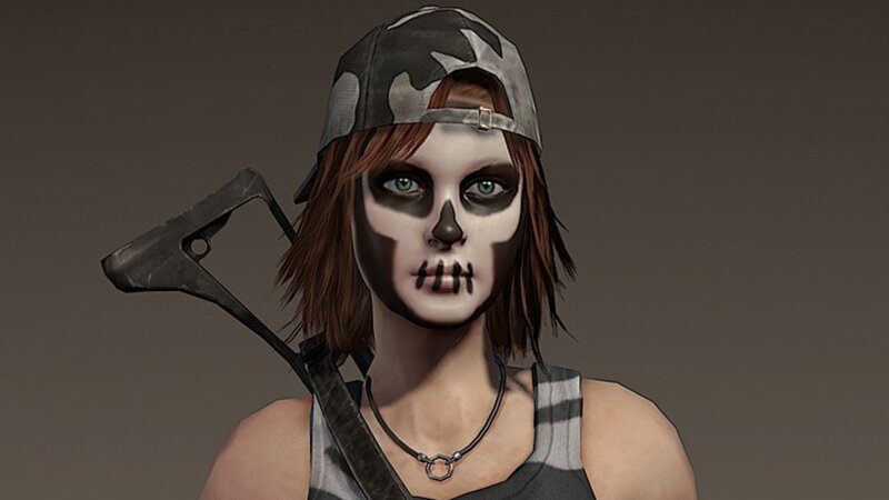character with skull makeup