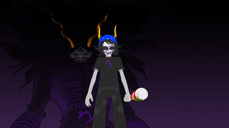 character with skull mask and horns