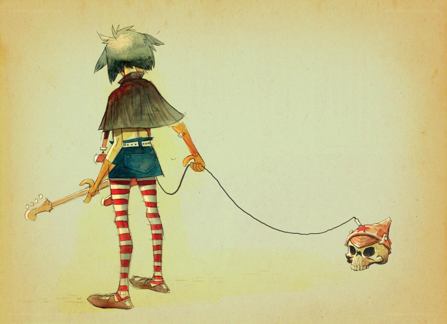 character with skull on leash
