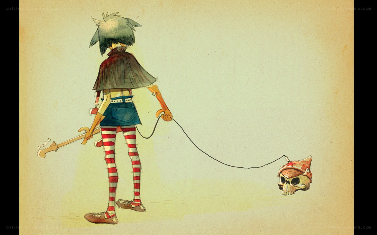 character with skull on leash
