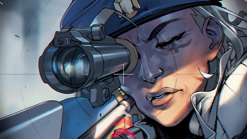 Character with Sniper Rifle — Blue, Intense