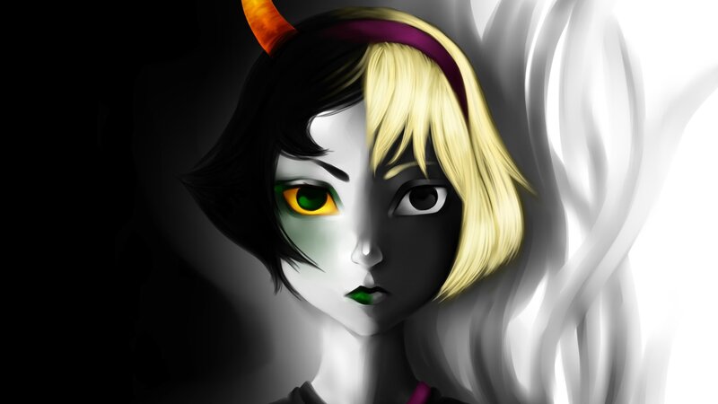 Character with Split Face — Black, Dramatic, Digital Art