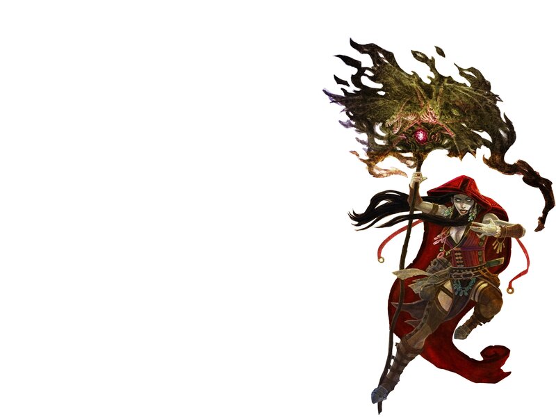 Character with Staff and Red Cloak
