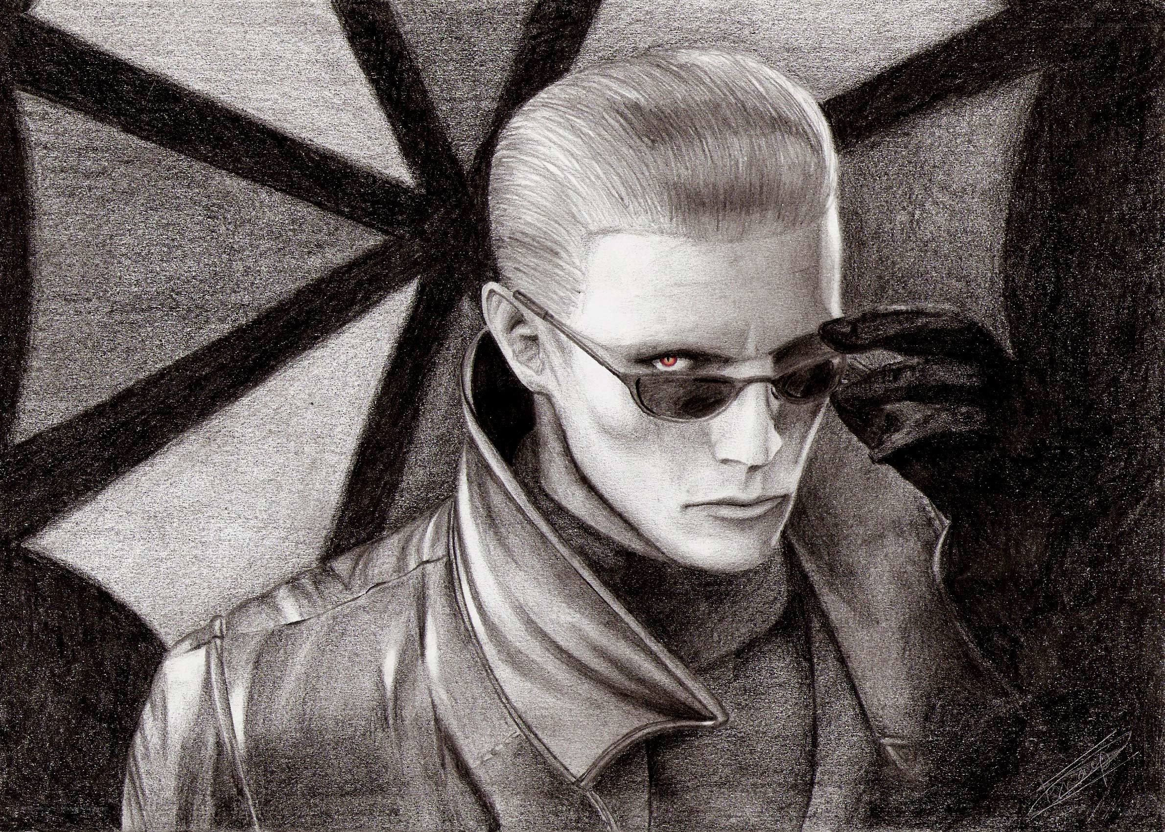 Character with sunglasses and umbrella