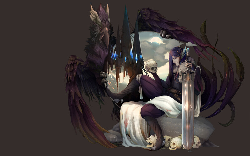 Character with Sword and Bird