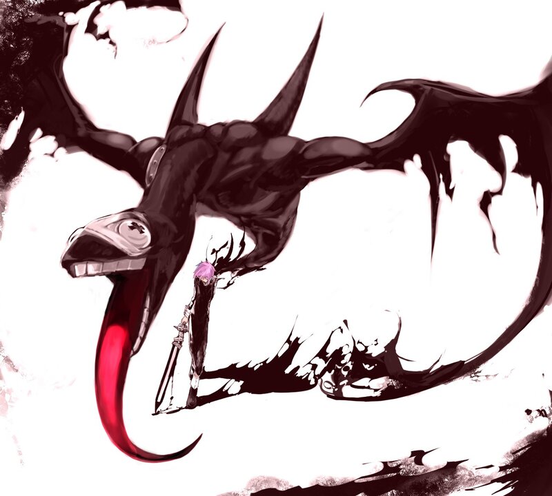 Character with Sword and Dragon — Black