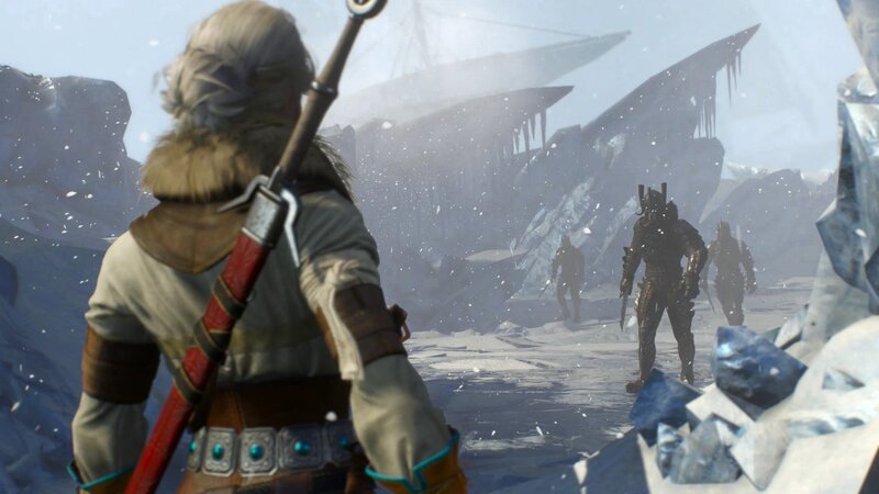 Character with Sword in Snow — White