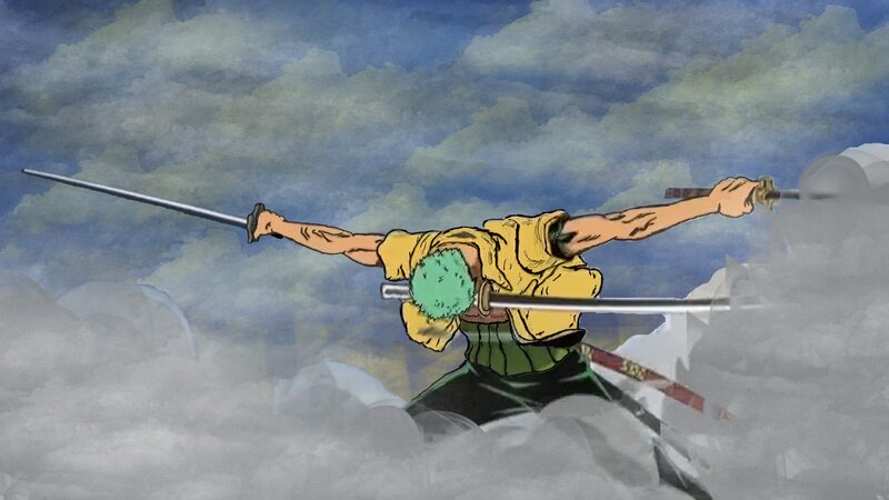 Character with Swords — Blue, Dramatic, Anime