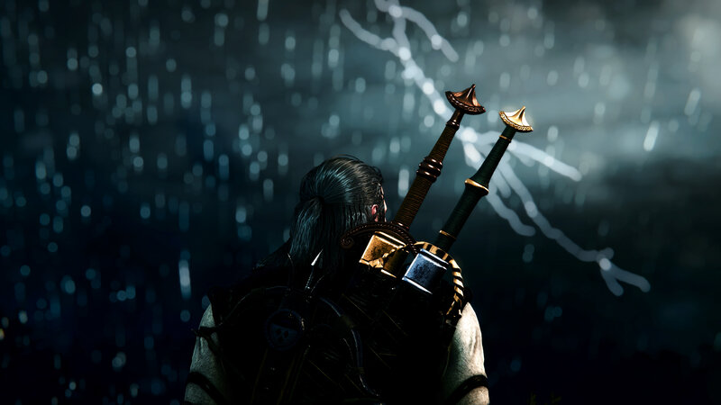 Character with Swords on Back — Black