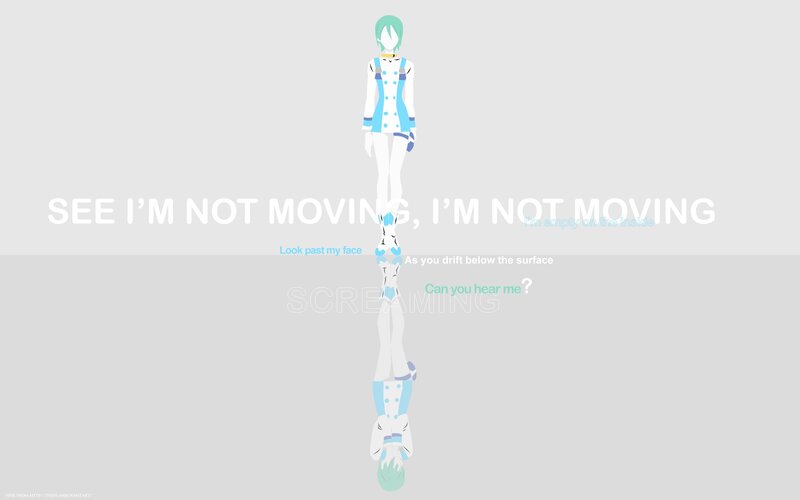 character with text overlay