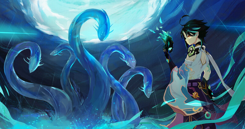 Character with Water Serpents