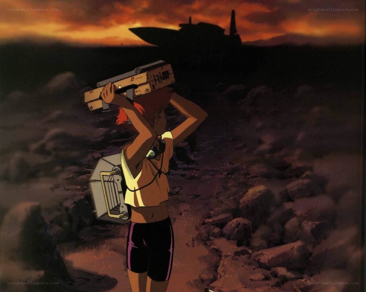 character with weapon in wasteland