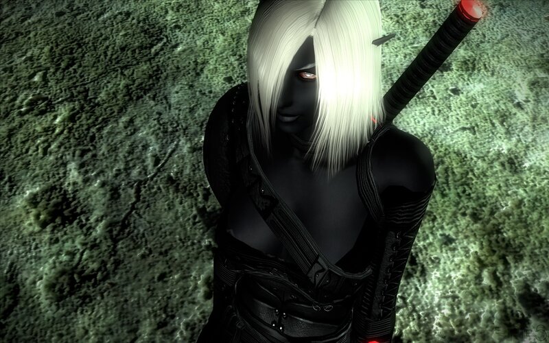 character with white hair and sword